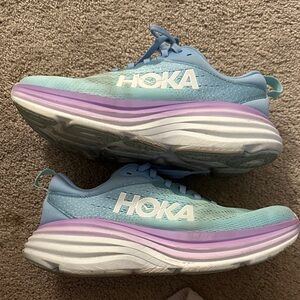 Hoka Women's Aqua and Lavender Bondi 8